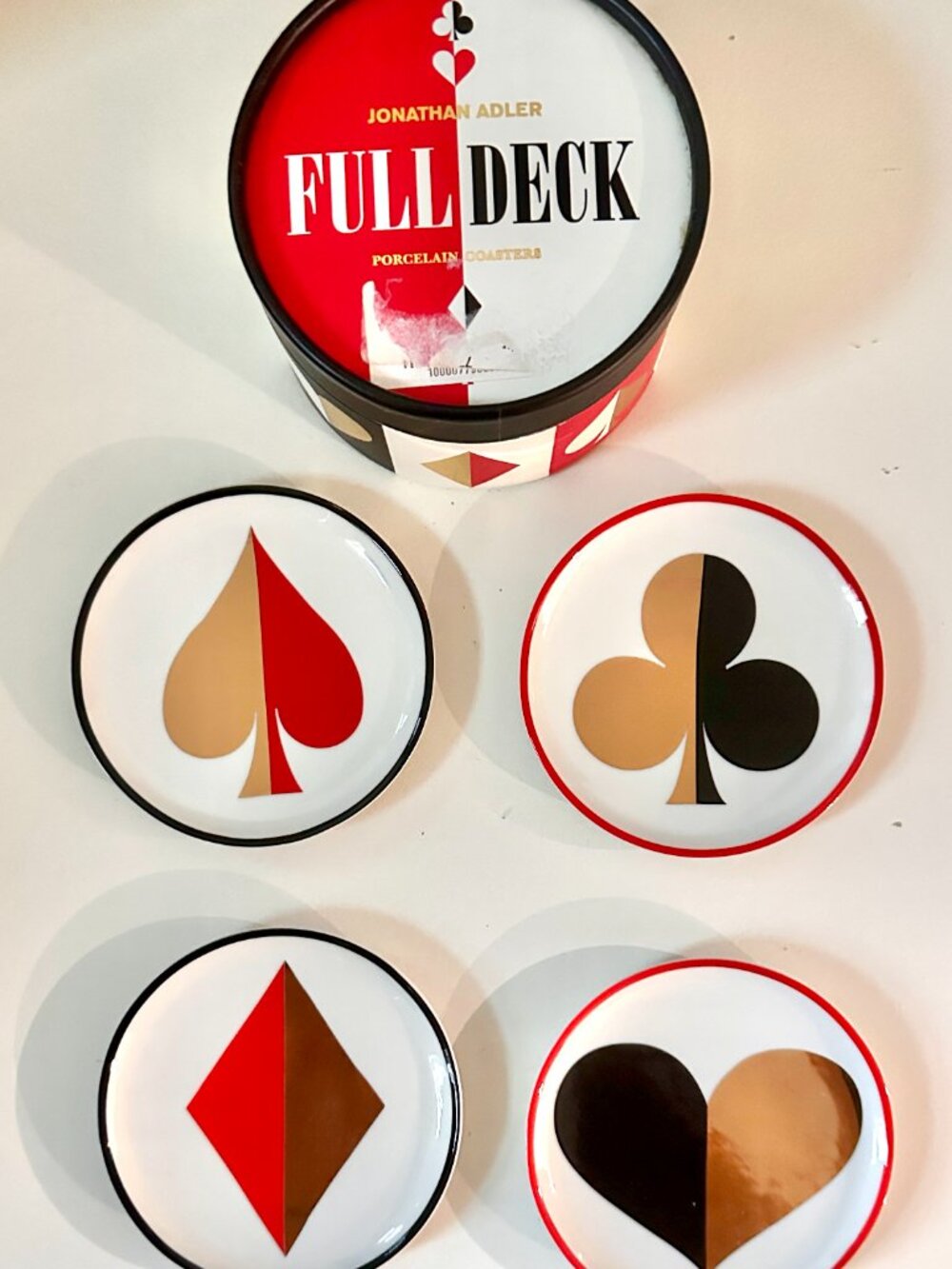 Jonathan Adler Full Deck Playing Card Porcelain Coasters NEW Set of 4